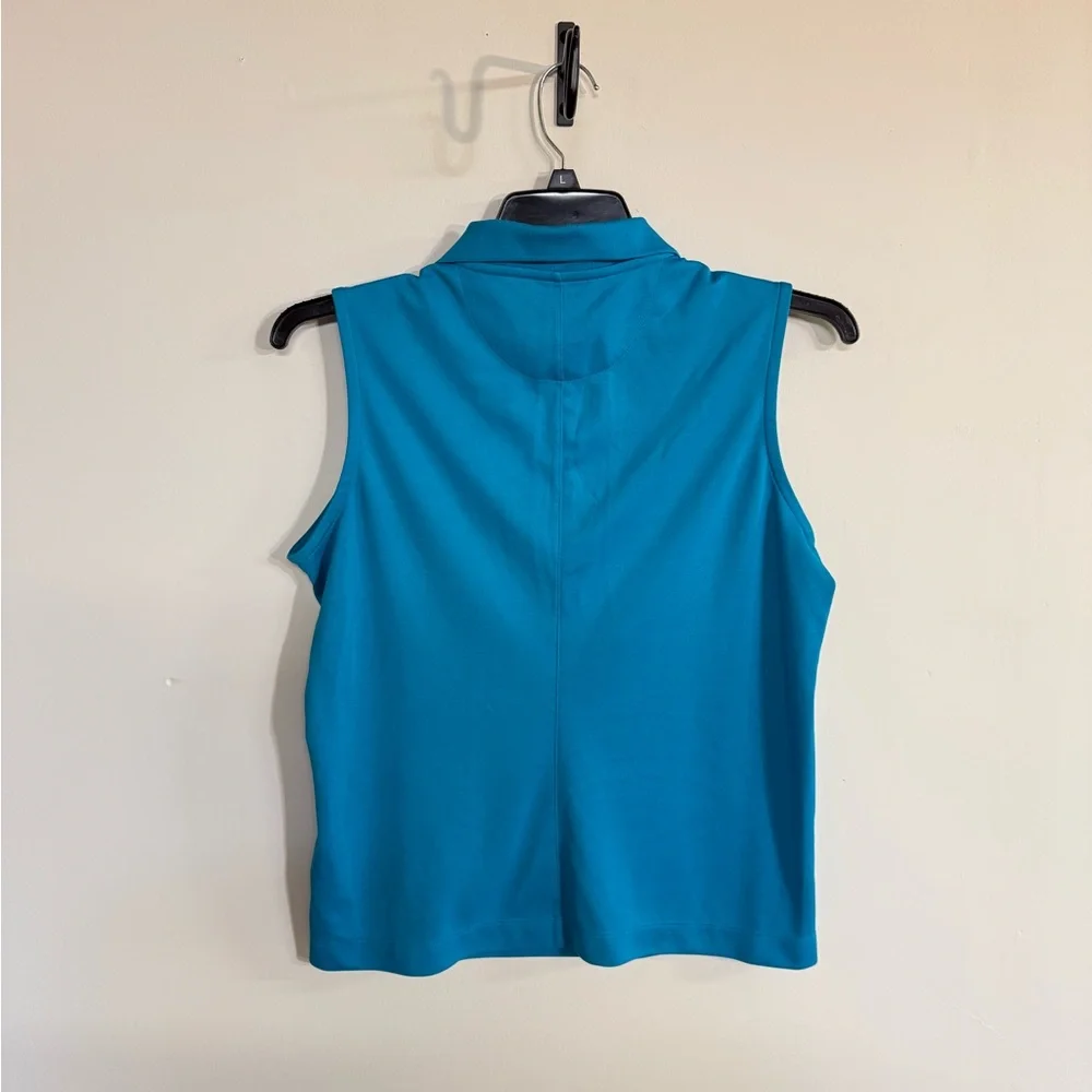 Nike Golf Womans Blue Sleeveless 1/4 Button Fit Dry Collar Top - Size Large